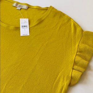 NWT Loft yellow flutter cap sleeve sweater S